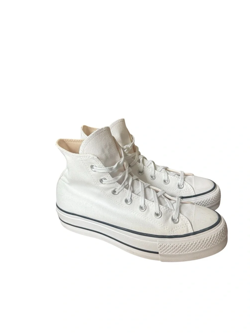 Converse White High-Top Canvas Platform Sneakers - Picture 2 of 4